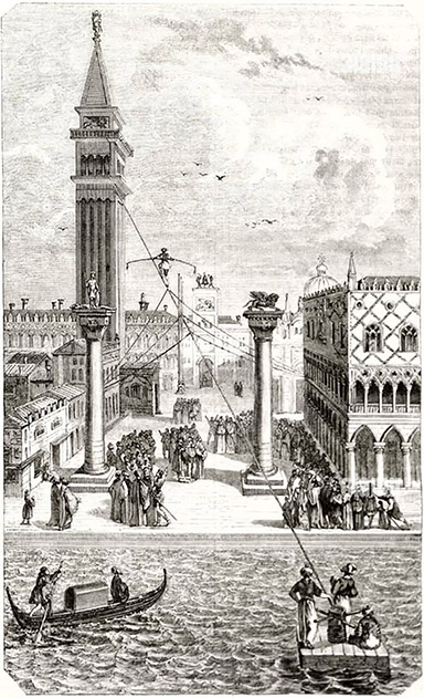 Ascending the campanile of St Mark’s, Venice