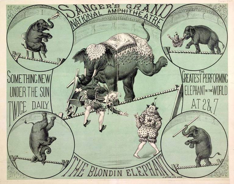 Poster. Performing elephants at George Sanger’s Grand